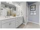 Well-lit bathroom features a double vanity, modern fixtures, and ample counter space with stylish decor at 10529 Pleasant Branch Dr # 101, Raleigh, NC 27614