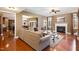 Cozy living room featuring a fireplace, neutral tones, and hardwood flooring at 4009 Brittabby Ct, Raleigh, NC 27606