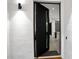 Modern home featuring a black steel pivoting front door with a glass pane window at 4908 Birchleaf Dr, Raleigh, NC 27606