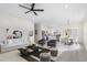 Bright open-concept living area with modern decor, including a stylish sofa, chairs, and a sleek kitchen at 605 Lee St, Burlington, NC 27215