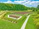Aerial view of the community dog park featuring separate fenced areas, walking paths, and pet-friendly amenities at 156 Fideaux Blvd # 248, Raleigh, NC 27603