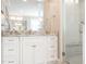 Elegant bathroom boasts marble countertops, custom cabinetry, and a glass-enclosed shower at 2511 Pineway Dr, Burlington, NC 27215