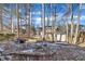 Backyard patio with a circle stone fire pit and furniture at 322 Wax Myrtle Ct, Cary, NC 27513