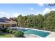 A pristine community pool surrounded by a lush green forest, offering a serene and private retreat at 4555 Sugarbend Way, Raleigh, NC 27606