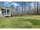 Side view of large backyard with a screened porch and forest in background at 7112 Camp Side Ct, Raleigh, NC 27613