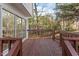 Wooden deck with railing offering a private backyard view at 105 Solstice Cir, Cary, NC 27513