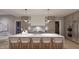 Modern kitchen with stainless steel appliances, a large center island with seating, and stylish pendant lighting at 4308 Windsor Pl, Raleigh, NC 27609