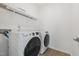 Well equipped laundry room featuring new model washer and dryer along with storage shelf at 167 S Harvest Ridge Way # Homesite 223, Wilson's Mills, NC 27520