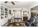 Inviting living room features custom built-ins and an open floor plan perfect for entertaining at 2570 Sweet Bay Rd, Rocky Mount, NC 27804