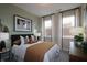 Cozy bedroom features lots of natural light, stylish furniture, and unique wallpaper at 2715 Hunter Woods Dr # 562, Apex, NC 27502