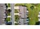 Aerial view of homes, driveways, landscaping, and street layout in a residential neighborhood at 3027 Maple Ave # D2, Burlington, NC 27215
