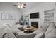 Inviting living room featuring a fireplace, large TV, cozy seating, and stylish decor at 401 Oak Hollow Ct, Raleigh, NC 27613
