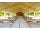 A view inside the picnic shelter with picnic tables and seating at 601 Walcott Way, Cary, NC 27519