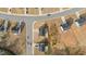 An aerial view shows the layout of houses and streets within the neighborhood at 17 Donatella Way, Angier, NC 27501
