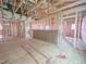 Under construction living room showing the wood frame and open concept design at 1905 Old Bramble Ln # 4, Fuquay Varina, NC 27526