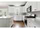 Modern kitchen with white cabinets, stainless steel appliances, and center island at 200 Single Tree Cir, Haw River, NC 27258