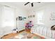 Bright bedroom featuring light walls, hardwood floors, and a colorful accent rug at 3344 Cobb Farm Trl, Mebane, NC 27302