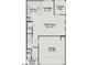 Layout showcases the first floor of this new home, with garage, Gathering room, kitchen, and patio at 60 Commons Cir, Clayton, NC 27520