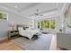 Spacious bedroom with tray ceiling, windows overlooking green trees, and neutral color palette at 2325 Ballywater Lea Way, Wake Forest, NC 27587