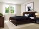 A modern bedroom featuring two windows, a statement art piece, and stylish decor at 806 Hyperion Aly, Wake Forest, NC 27587