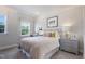 Inviting bedroom with a patterned headboard, desk and chair, and a bright window with a pleasant view at 812 Emerald Bay Cir, Raleigh, NC 27610