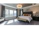 Spacious main bedroom with tray ceiling, large windows, and stylish decor at 840 Emerald Bay Cir, Raleigh, NC 27610