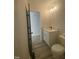 This bathroom features a new white vanity with a hard surface top and modern fixtures at 905 Spruce Pine Trl, Durham, NC 27705