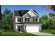 Charming two-story home with gray siding, black shutters, a two-car garage and landscaped front yard at 200 Faith Ave, Sanford, NC 27330