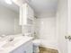 Clean bathroom featuring a combined shower and tub, providing a functional and comfortable space at 5317 Tifton Dr, Raleigh, NC 27610
