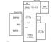 A detailed floor plan with dimensions of the kitchen, bedrooms, living room, and garage at 605 Stratton Way, Durham, NC 27704