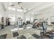 Spacious gym with multiple workout stations, ceiling fans, and large windows offering natural light at 6623 Academic Ave, Raleigh, NC 27616