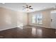 Bright living room showcasing hardwood flooring, neutral walls and natural light at 6623 Academic Ave, Raleigh, NC 27616