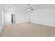 Spacious main bedroom features carpet, a ceiling fan and white walls at 110 Lodgepole Ln, Burlington, NC 27215