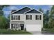 Charming two-story home with gray siding, black shutters, covered porch, and well-manicured lawn at 173 Paper Birch Way, Fuquay Varina, NC 27526
