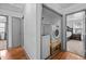 Convenient laundry closet next to bedroom entrance and includes machines at 47 Angela Way, Durham, NC 27703