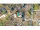 A beautiful aerial view of a home with a pool surrounded by lush greenery and mature trees at 5317 Chimney Swift Dr, Wake Forest, NC 27587