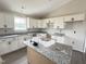New kitchen design featuring white cabinets, granite countertops, and an island for added space and functionality at 82 Asher Pointe Way, Benson, NC 27504