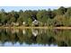 Scenic view of the lake surrounded by lush trees, reflecting the homes on the tranquil water at 115 Ripplewater Ln, Cary, NC 27518