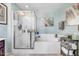 Relaxing bathroom featuring a separate shower and soaking tub at 13 Piccadilly Ct, Durham, NC 27713