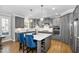 Bright kitchen with gray cabinets, a center island, and stainless steel appliances at 2110 Crigan Bluff Dr, Cary, NC 27513