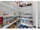 Organized walk-in pantry with ample shelving and various containers for efficient storage at 2609 Aster Ct, Apex, NC 27502