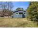 View of the home's backyard showing blue siding and lawn at 2611 Atlantic St, Durham, NC 27707