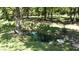 Backyard pond with vegetation and various stones surrounding at 4322 Russell Rd, Graham, NC 27253