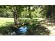 Backyard pond in wooded lot with surrounding vegetation at 4322 Russell Rd, Graham, NC 27253