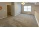 Upstairs hallway with neutral carpet at 5420 Golden Moss Trl, Raleigh, NC 27613