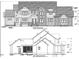 Architectural drawings showing the front and side exterior elevations of the home design at 59 Riverstone Dr, Pittsboro, NC 27312