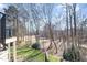 Exterior of the house with a view from an upper porch towards a manicured backyard and serene wooded area at 12345 Beestone Ln, Raleigh, NC 27614