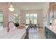 A kitchen island leading to a dining area with a view at 15 Harvest View Way, Franklinton, NC 27525