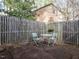 Outdoor patio area featuring a small table and chairs with a fenced yard at 3721 Browning Pl, Raleigh, NC 27609
