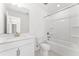 Bathroom view showcasing a vanity, shower and bathtub combination at 652 Marion Hills Way, Knightdale, NC 27545